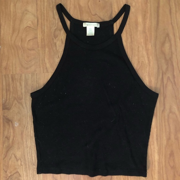 Black cropped halter top - Picture 1 of 2